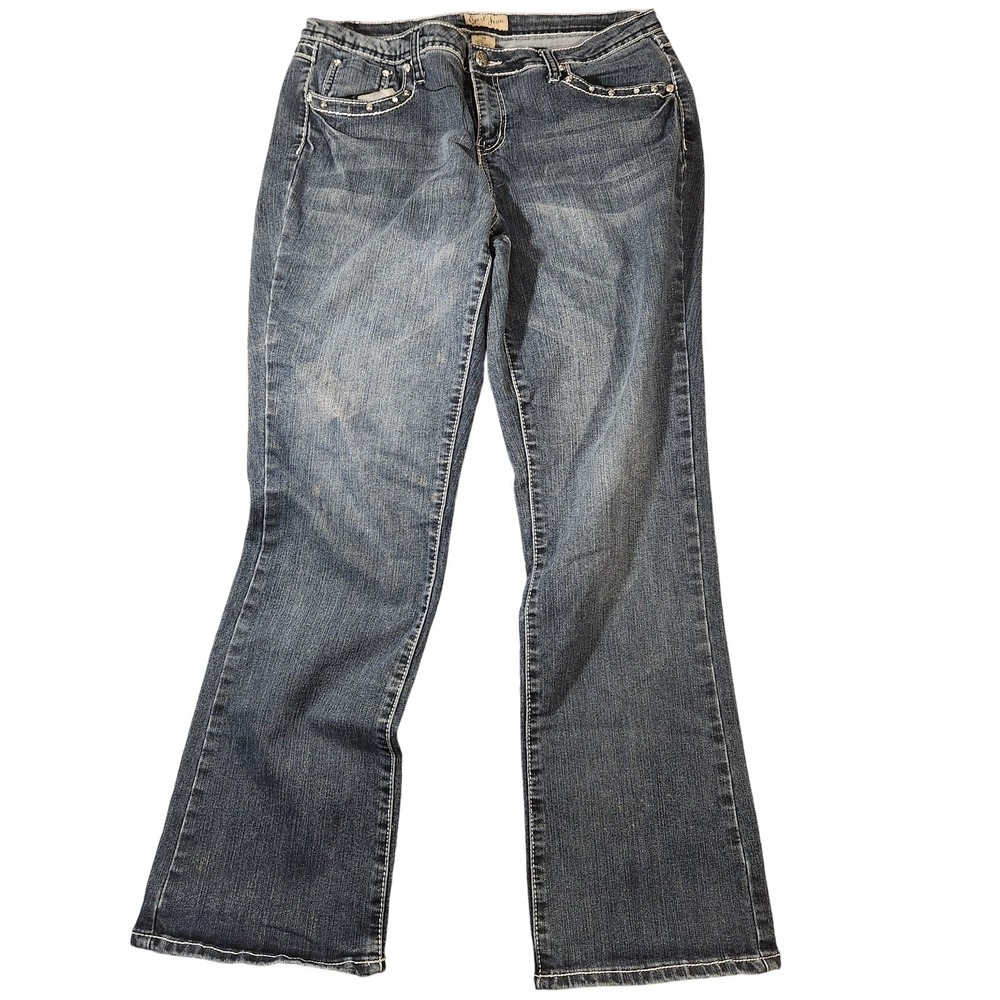 Vintage Y2K Earl Rodeo Jeans Womens 12 Blue Bootcut Embellished Studs Pockets